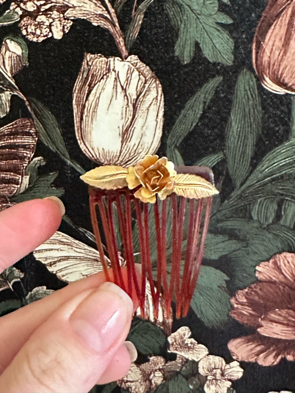 🌹Vintage 1960S Gold Rose Hair Clip accessory Comb
